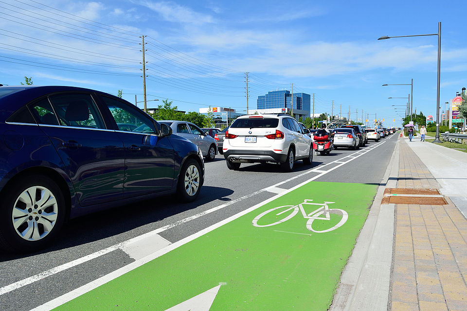Smart bike lanes showing application of intelligent transportation system