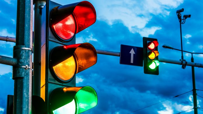 Smart traffic lights at an intersection