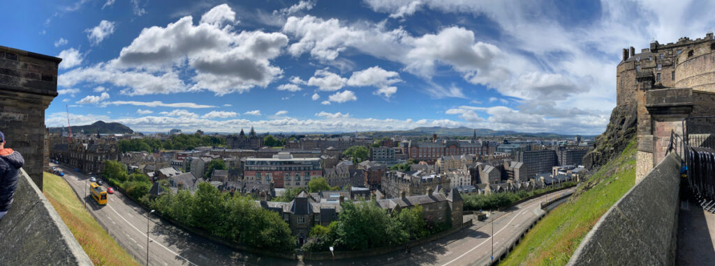 The city of Edinburgh as seen from a tower