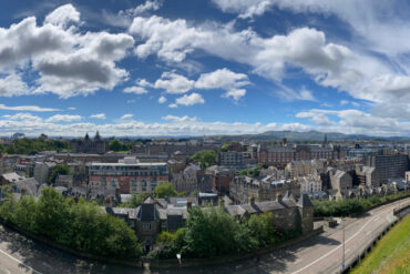 The city of Edinburgh as seen from a tower