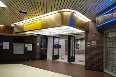 The entrance to the port authority bus terminal in New York