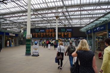 The terminal for trains near the Edinburgh bus station