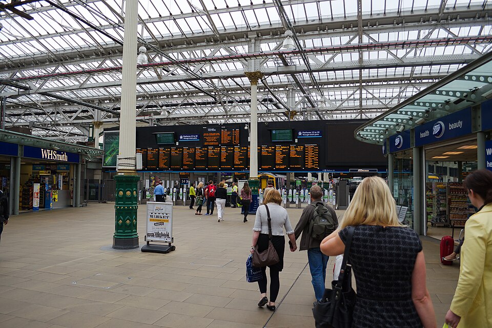 The terminal for trains near the Edinburgh bus station