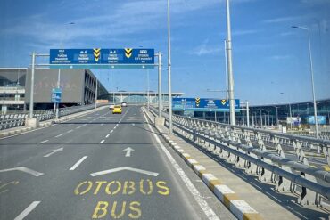 A bus lane in the city