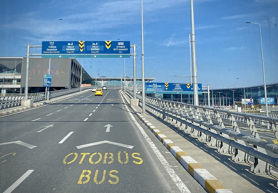 A bus lane in the city