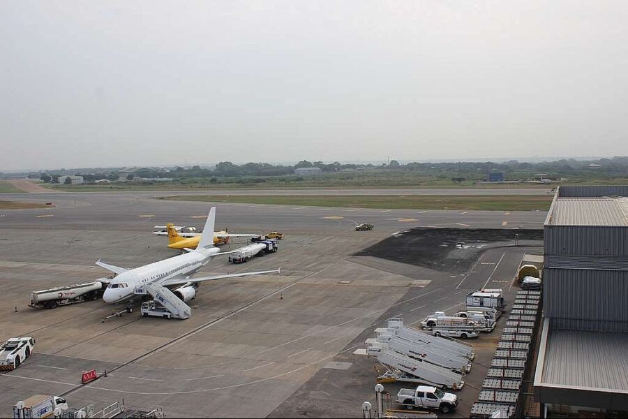 Aircrafts park at Accra Airport in Ghana