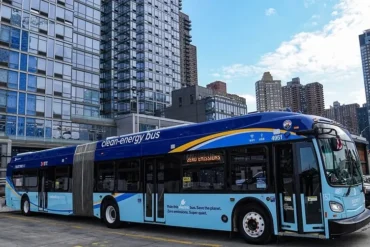 An MTA bus works its route