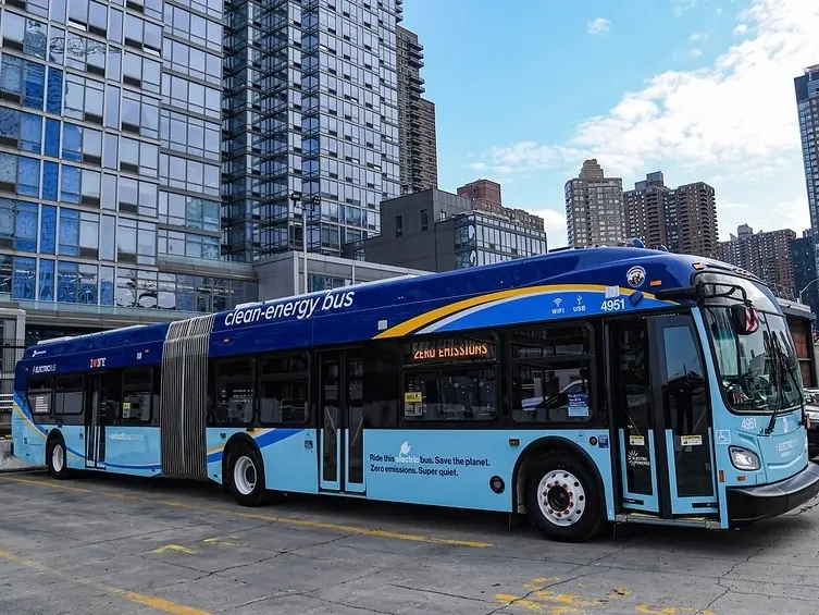 An MTA bus works its route