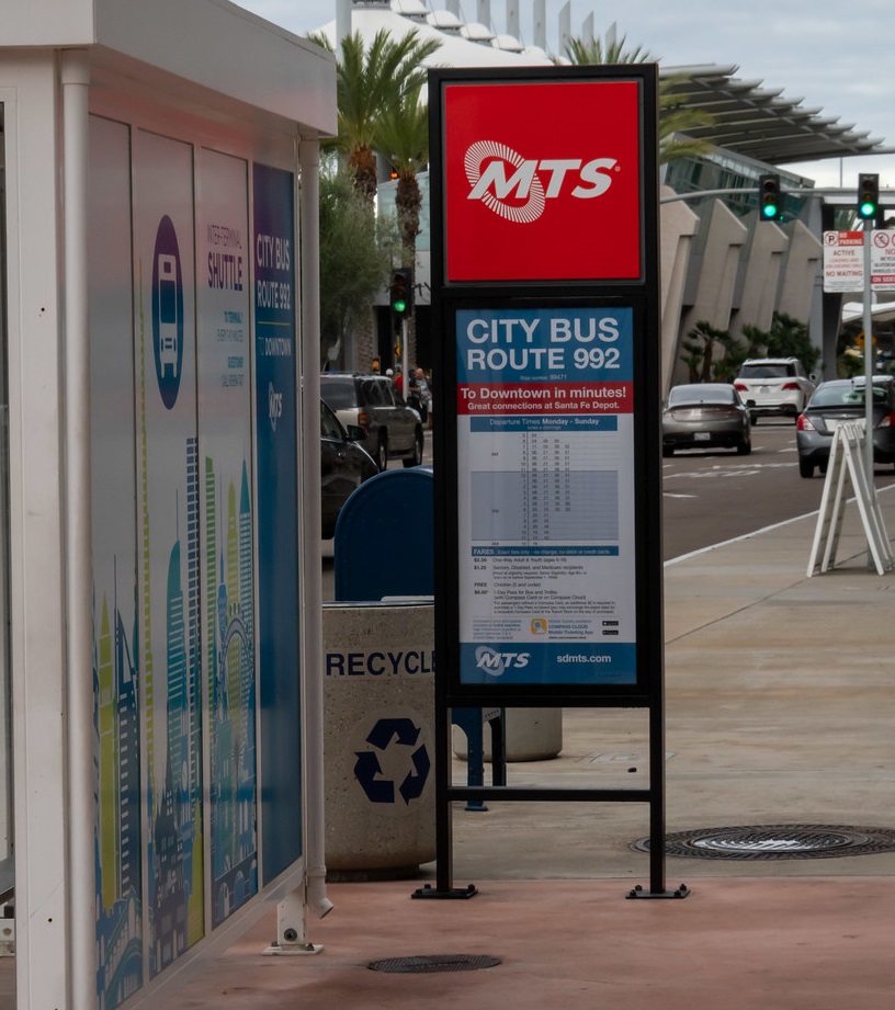 Where is the San Diego airport bus stop?