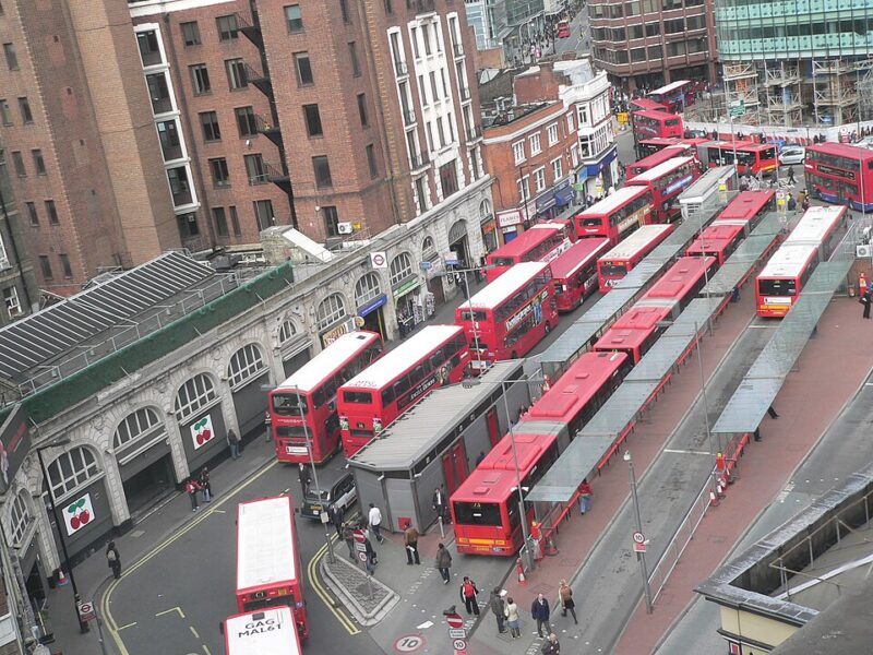 Victoria bus station seen from atop an apartment in London