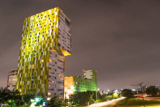 Villagio apartments at night