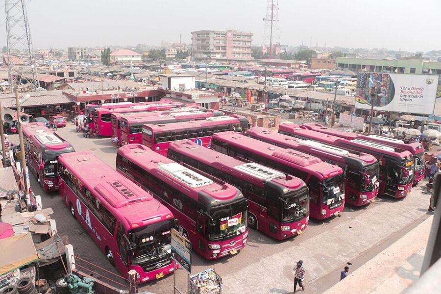 Coaches at a terminal in Accra