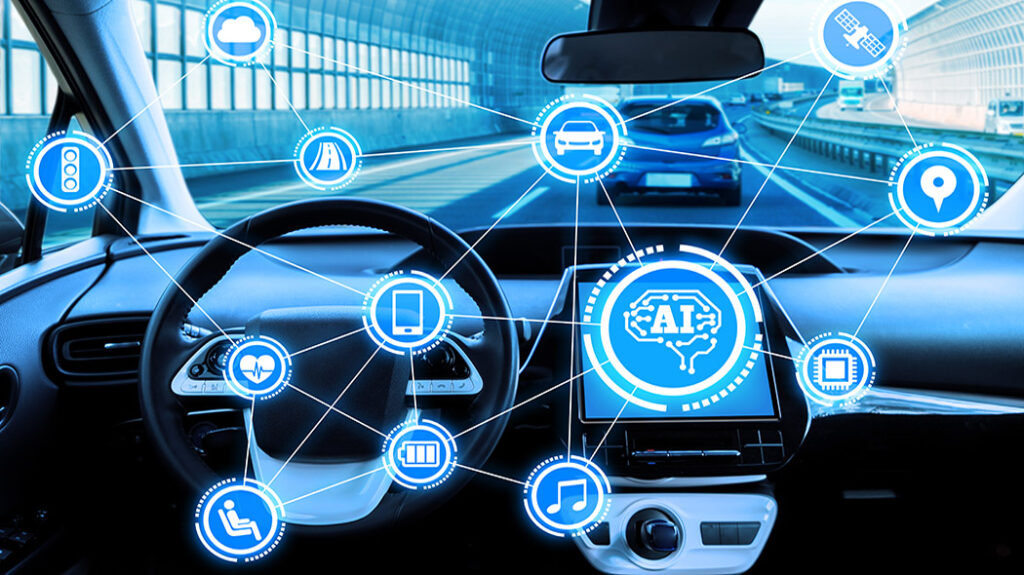 A illustration of connected vehicles intelligent transportation systems