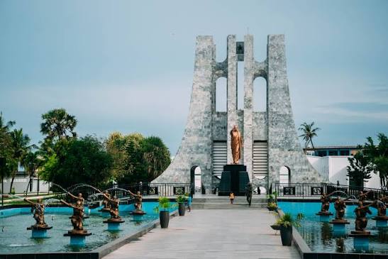 A monument dedicated to the first president of Ghana