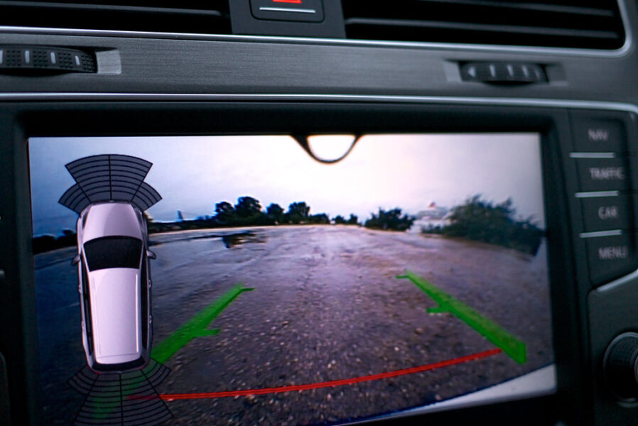 An image grab from a rear view camera display