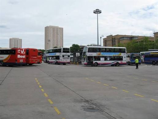 The open square at the Glasgow bus station