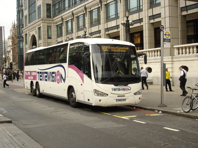 A bus enroute to the Luton Airport