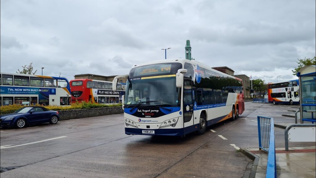 A bus parks in Kirkcaldy