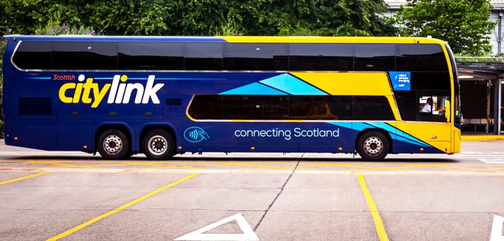 A Citylink bus parks near its terminal