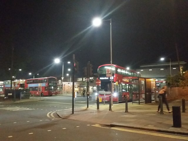 Golders bus station at night